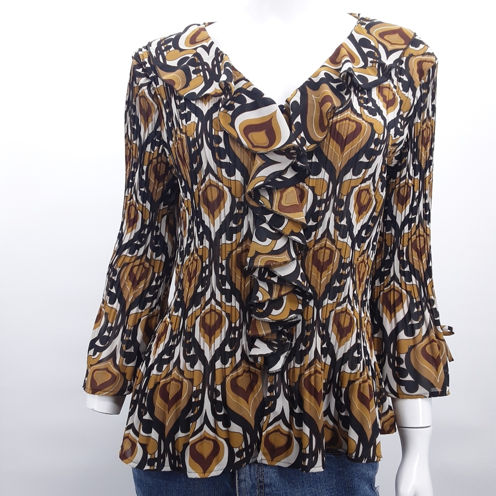 Sierra by New York City Design Co flowy drape collar Blouse boho sz M